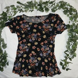 Floral Ruffle Bottom Top